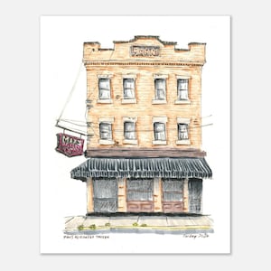 Max's Allegheny Tavern Art Print, Pittsburgh Ink Sketch, North Side German Bar Wall Art 8x10