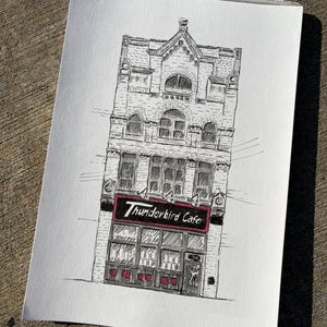 Estampe d'art représentant une salle de concert de Pittsburgh, croquis à l'encre du Thunderbird Cafe de Lawrenceville, illustration murale pour salle de concert image 3