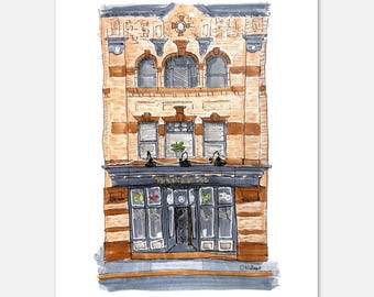 Park Place Pub Art Print – Highland Park Bar Sketch, Pittsburgh Gift (8x10)