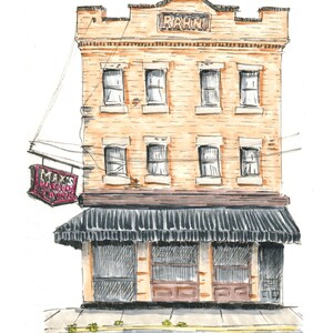 Max's Allegheny Tavern Art Print, Pittsburgh Ink Sketch, North Side German Bar Wall Art image 2