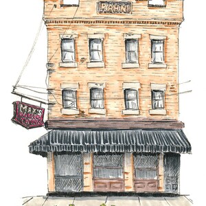 Max's Allegheny Tavern Art Print, Pittsburgh Ink Sketch, North Side German Bar Wall Art image 3