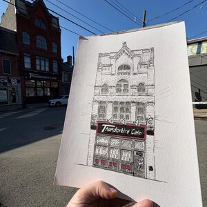 Estampe d'art représentant une salle de concert de Pittsburgh, croquis à l'encre du Thunderbird Cafe de Lawrenceville, illustration murale pour salle de concert image 5