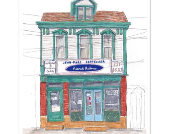 Pittsburgh French Bakery Ink Sketch – Millvale Wall Art Print (8x10)