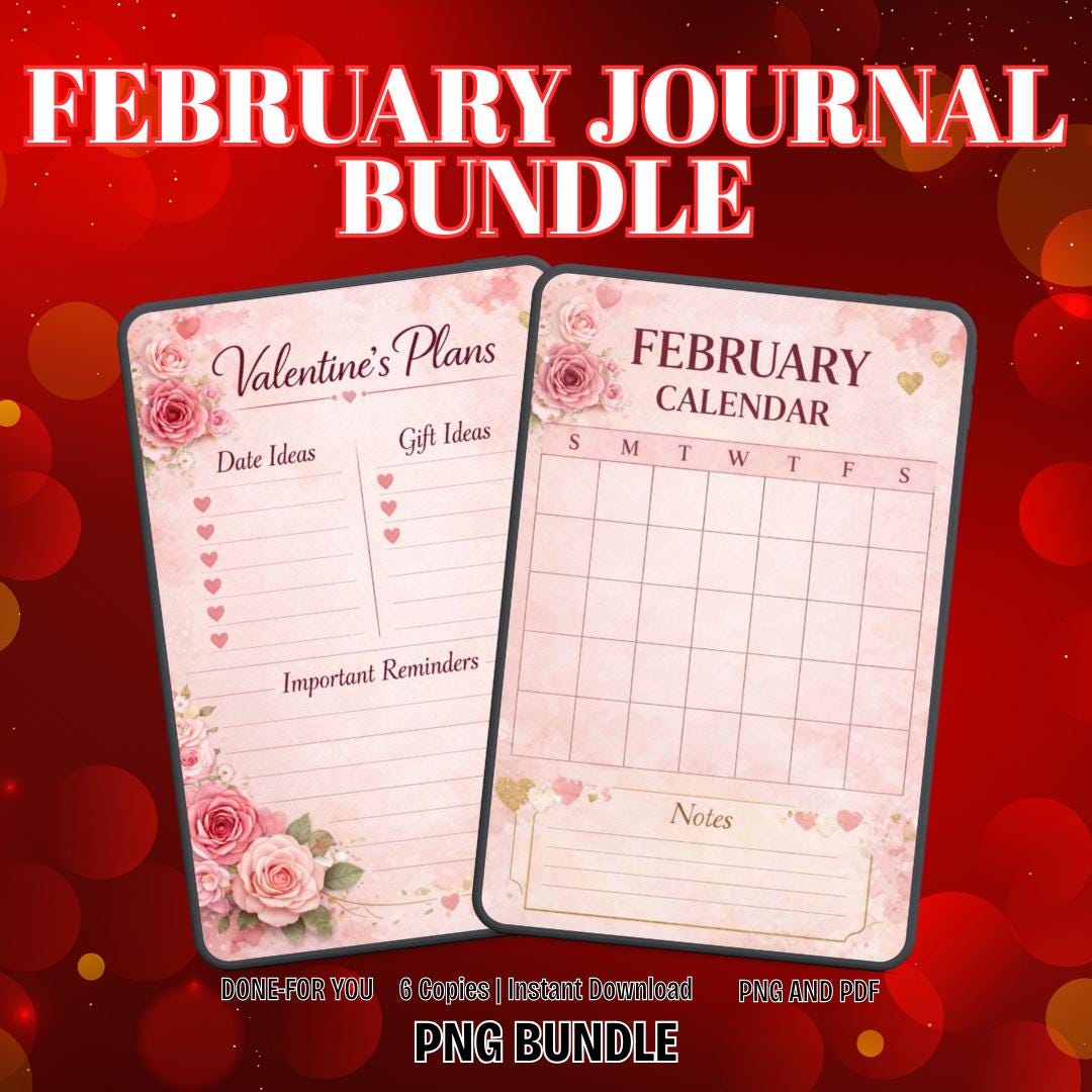February Journal Bundle Printable | Monthly Reflection & Self-care ...