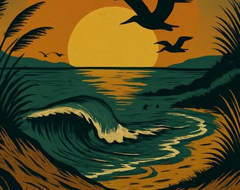 Fondo de pantalla de aves playeras para iPhone / Descarga digital instantánea / Pantalla de bloqueo del océano / Soundside Collective