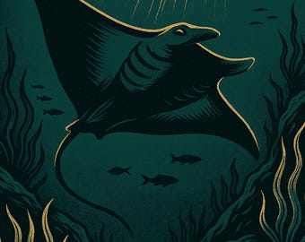 Fondo de pantalla de manta raya costera para iPhone / Descarga digital instantánea / Pantalla de bloqueo del océano / Soundside Collective