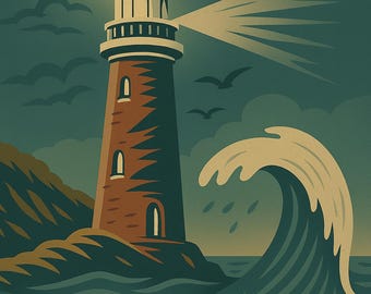 Fondo de pantalla de faro costero para iPhone / Descarga digital instantánea / Pantalla de bloqueo del océano / Soundside Collective