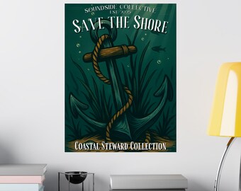 Póster náutico vintage mate de ancla / Póster de la colección Coastal Steward