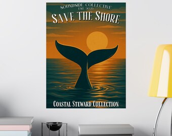 Póster náutico vintage mate de cola de ballena / Póster de la colección Coastal Steward