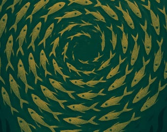 Fondo de pantalla para iPhone de banco de peces costero / Descarga digital instantánea / Pantalla de bloqueo del océano / Soundside Collective