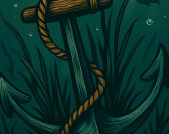 Fondo de pantalla de ancla costera para iPhone / Descarga digital instantánea / Pantalla de bloqueo del océano / Soundside Collective