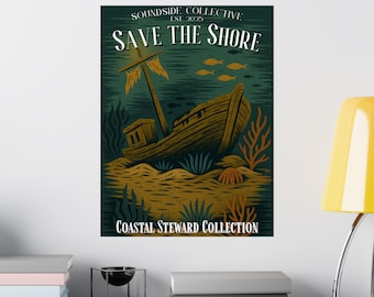 Póster náutico vintage mate de naufragio / Póster de la colección Coastal Steward