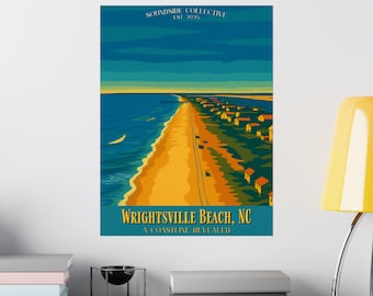 Póster de viaje vintage de Wrightsville Beach / Arte costero de playa, impresión de Wrightsville Beach, Carolina Coast