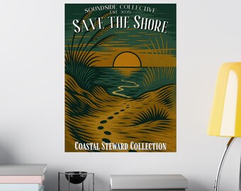 Póster náutico vintage mate de Beach Dunes / Póster de la colección Coastal Steward