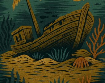 Fondo de pantalla de iPhone de naufragio costero / Descarga digital instantánea / Pantalla de bloqueo oceánica / Soundside Collective