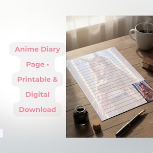 Anime Journal Printable Page | Fox Girl Diary | Digital Planner for iPad | Instant Download