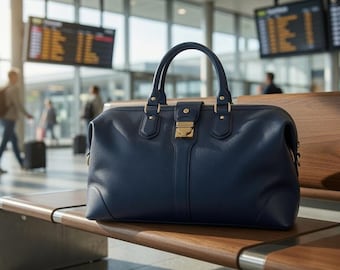 Custom Leather Carry-On Duffel Bag for Men  Personalized Handmade Weekender & Overnight Travel Bag Gift