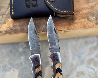 Handmade  Damascus Folding Knife Custom Made Pocket Knife Personalized Anniversary Gift for Him Groomsman Gift Christmas Gifts
