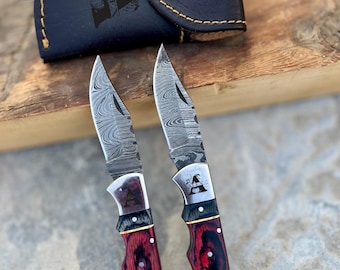 Handmade Damascus knife Pocket knife Folding Knife Personalized gift for men Wedding Gift Groomsman gift birthday anniversary gift for him