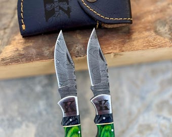 Handmade Damascus knife Pocket knife Folding Knife Personalized gift for men Wedding Gift Groomsman gift birthday anniversary gift for him