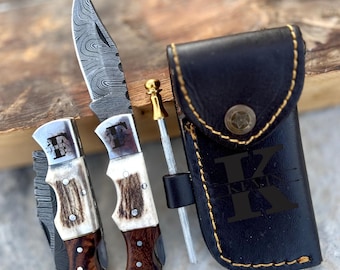 Handmade Copper Damascus Pocket Knife Rust Free Folding Knife Anniversary Gift For Husband Groomsman Gift Birthday Gift Christmas Gifts