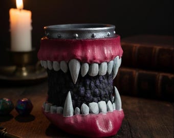Jardinière en dents de monstre | Décoration de bureau d'horreur gothique | Pot imprimé en 3D peint à la main