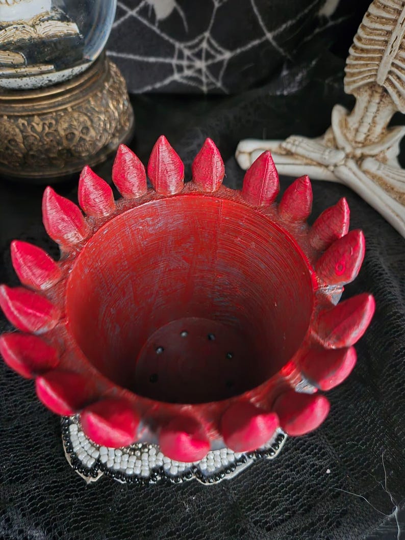 Gothic Rectangular Pot Horror Planter - Evil Teeth Plant Pot, Hand Painted Gothic Sculpture - Etsy