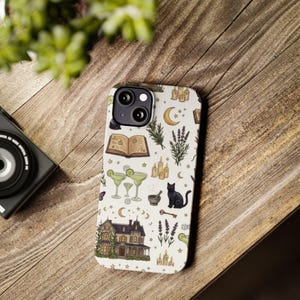 Practical Magic Phone Case, Witchy Cottagecore iPhone Case, Black Cat Lavender Margaritas Phone Cover, Autumn Aesthetic Gift, Samsung Case