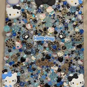 Hello Kitty Junk iPad Case, Custom Bling iPad Case, Handmade iPad Cover, Kawaii Charm iPad Case, Cute Sparkly Tablet Case, One of a Kind