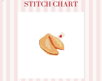 Fortune Cookie Nadelspitze Muster PDF | 8x8 Digitale Stichvorlage für 18 Mesh Leinwand | Süßes Essen Nadelspitzen Design