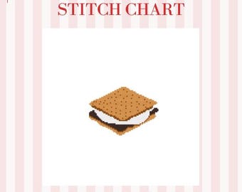 S’mores Needlepoint Pattern PDF | 8x8 Digital Stitch Chart for 18 Mesh Canvas | Cozy Camping Needlepoint Design