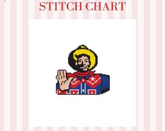 Big Tex Needlepoint Pattern PDF | Texas State Fair Stitch Chart | 8x8 Digital Needlepoint Design for 18 Mesh Canvas