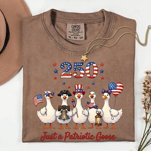 Comfort Colors® Just a Patriotic Goose, Funny Animal Tee, Silly Goose Graphic 250th Anniversary, 1776 American Pride Top, USA Goose Shirt image 3