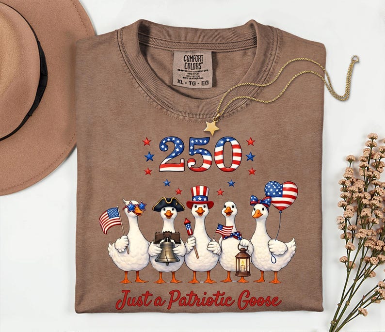 Comfort Colors® Just a Patriotic Goose, Funny Animal Tee, Silly Goose Graphic 250th Anniversary, 1776 American Pride Top, USA Goose Shirt image 3