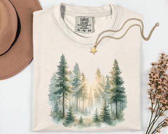 Comfort Colors® vintage forest-shirt, T-shirt met boho-tree, Woodland Esthetic top, Cottagecore Nature Lover-cadeau