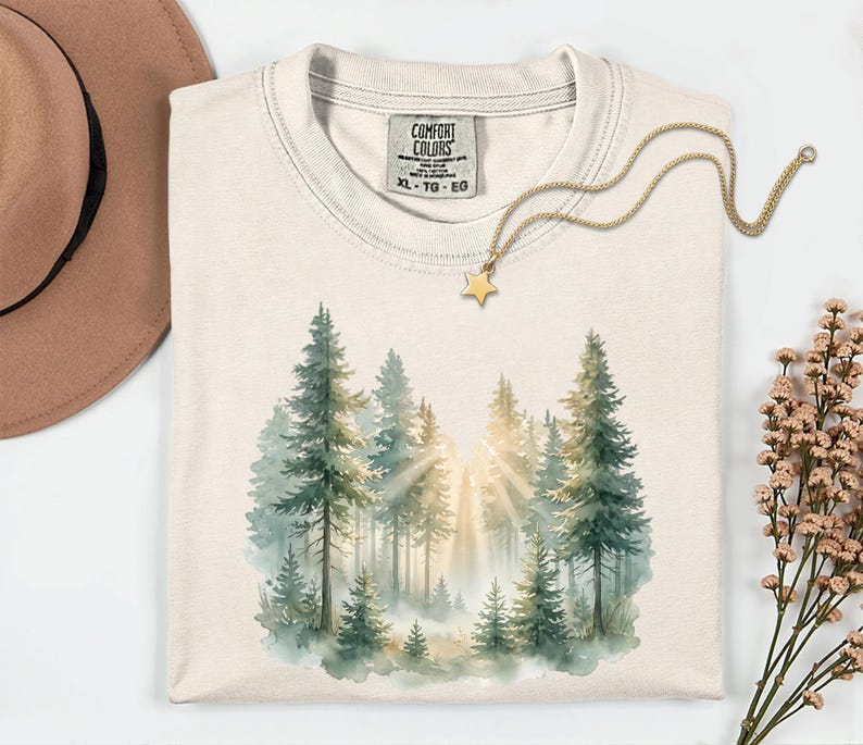 Comfort Colors® Vintage Wald Shirt, Boho Baum Grafik T-Shirt, Waldästhetik Top, Cottagecore Naturliebhaber Geschenk Bild 2
