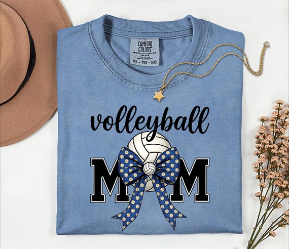 Comfort Colors® Volleyball Mom Shirt, Sports Mom Tee, Volleyball Bow Shirt, Cute Athletic Mom Shirt, Game Day Mom Tee