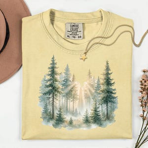 Comfort Colors® Vintage Wald Shirt, Boho Baum Grafik T-Shirt, Waldästhetik Top, Cottagecore Naturliebhaber Geschenk Bild 3