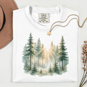 Comfort Colors® Vintage Wald Shirt, Boho Baum Grafik T-Shirt, Waldästhetik Top, Cottagecore Naturliebhaber Geschenk Bild 1