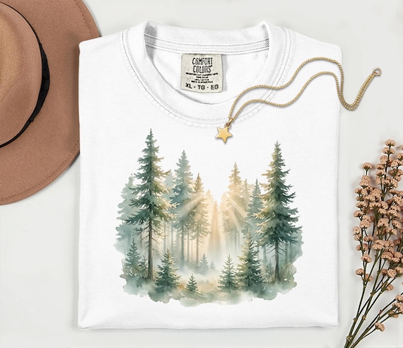 Comfort Colors® Vintage Forest Shirt, Boho Tree Graphic Tee, Woodland Aesthetic Top, Cottagecore Nature Lover Gift
