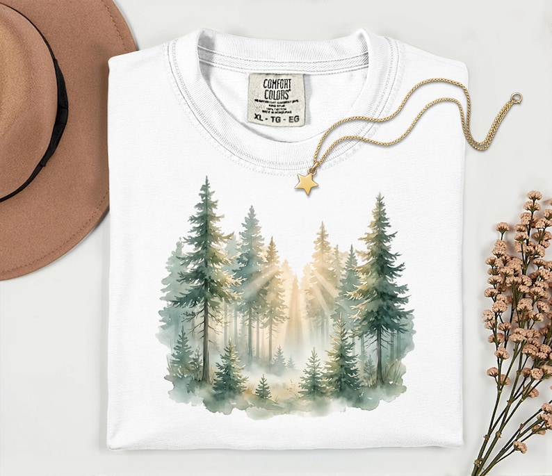 Comfort Colors® Vintage Wald Shirt, Boho Baum Grafik T-Shirt, Waldästhetik Top, Cottagecore Naturliebhaber Geschenk Bild 1