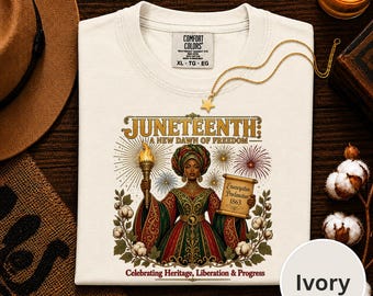 Juneteenth-shirt A New Dawn Of Freedom, Comfort Colors® Black History-T-shirt, Afrikaans erfgoed grafisch shirt, Freedom Day 19 juni top