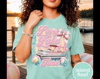Shirt Lake Life voor liefhebbers van varen, Living on Lake Tee, cadeau voor liefhebbers van Lake, T-shirt ponton Boat, T-shirt Lake Time, T-shirtontwerp