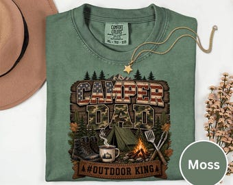 Shirt camper vader, cadeau camping vader, Comfort Colors® Outdoor King T-shirt, shirt kampvuur vader, avontuur vader vaderdagcadeau