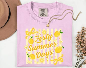 Comfort Colors® Zesty Summer Days-shirt, T-shirt citroen, schattig citrus zomershirt, Coquette Lemon Aesthetic top