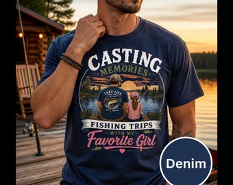 Fishing Memories-shirt voor vader en dochter, Lake Life-shirt, cadeau voor vissers, visreis T-shirt, favoriet meisje T-shirt, T-shirtontwerp
