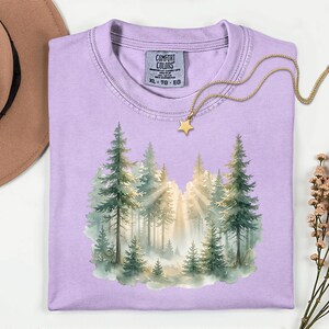 Comfort Colors® Vintage Wald Shirt, Boho Baum Grafik T-Shirt, Waldästhetik Top, Cottagecore Naturliebhaber Geschenk Bild 4