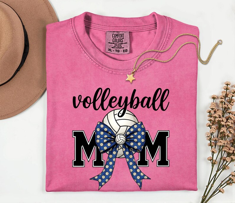 Camiseta Comfort Colors® para mamás de voleibol, camiseta deportiva para mamás, camiseta con lazo de voleibol, linda camiseta deportiva para mamás, camiseta para mamás para el día del partido. imagen 3