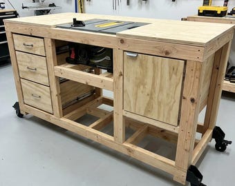 Table Saw Workbench Plans PDF | DIY Mobile Workshop with Storage