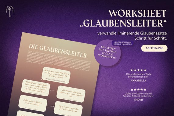 Glaubensleiter Worksheet PDF | Glaubenssätze transformieren | Journaling Vorlage | Selbstreflexion